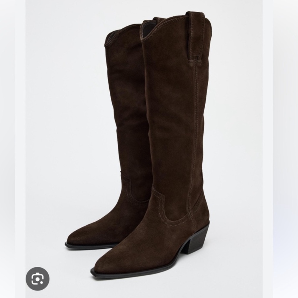 Zara brown suede boots